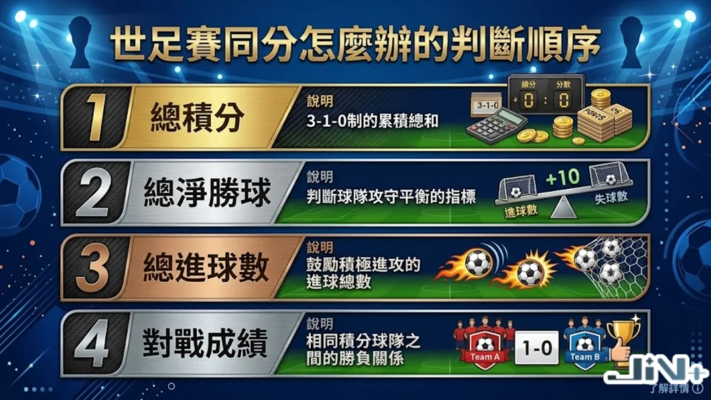 世足賽同分怎麼辦的判斷順序
