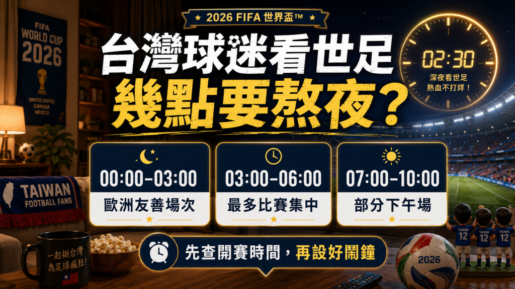 台灣球迷看2026世界盃時間指南，整理凌晨0點至上午10點主要觀賽時段