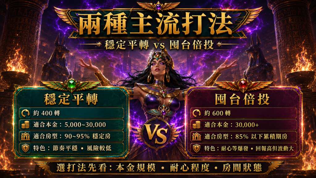 賽特選台技巧主流打法比較，整理穩定平轉與囤台倍投的本金、轉數與適合房型